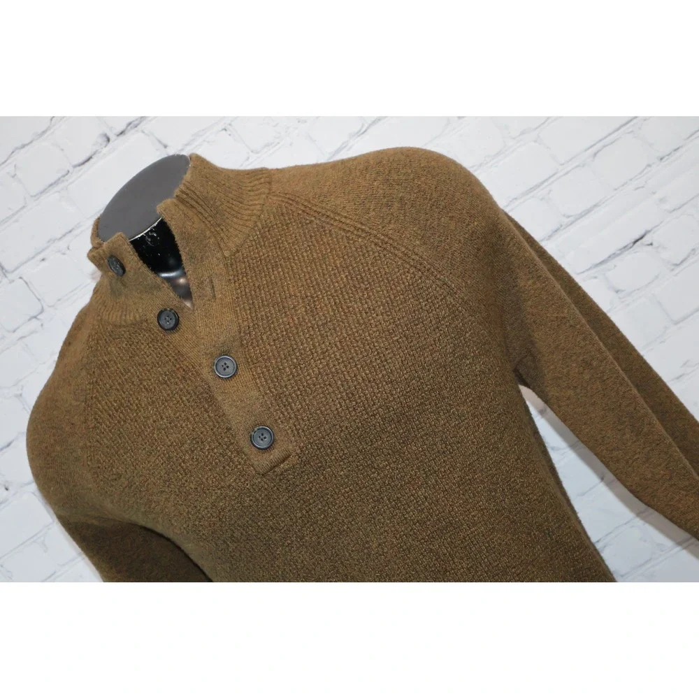 Banana Republic Sweater Mens XL Brown Mock Neck Button Pullover Henley